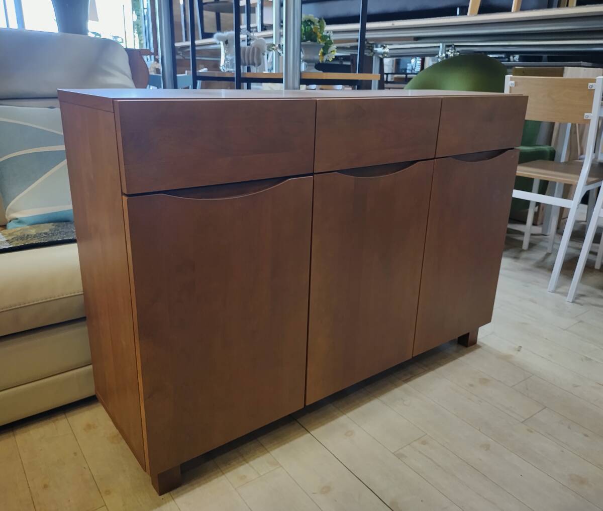 [ Aichi store ] cabinet width 117.5cm× depth 34cm× height 80cm natural storage shelves living board sideboard counter under storage with legs 