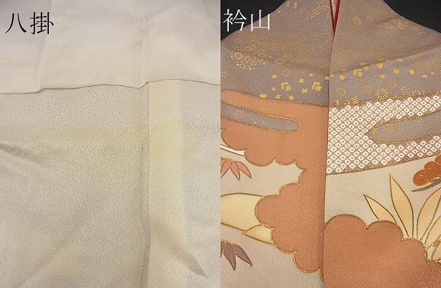 平和屋野田店■付下げ　駒刺繍　エ霞風景花鳥文　金彩　ますいわ屋扱い　逸品　BAAD3344fw_画像7