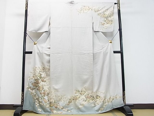 平和屋2■訪問着　駒刺繍　枝花文　暈し染め　金彩　逸品　DAAA8817fe_画像1