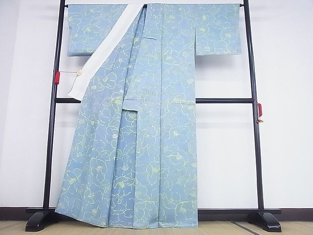 平和屋-こころ店■上質な小紋　単衣　草花文　正絹　逸品　AAAE2990Bcy_画像3