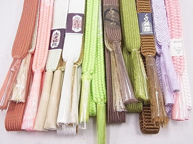 平和屋2■和装小物 帯締め10本 全て未使用 高麗組 平組 手組紐 金糸 逸品 未使用 DAAB6655zzzの画像4