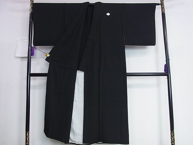 平和屋2■男性　黒紋付　単衣　羽織セット　逸品　DAAB4887ic_画像3