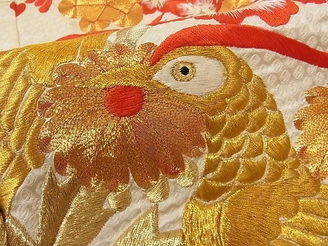 平和屋-こころ店■極上　色打掛　駒刺繍　鳳凰花車文　金銀糸　正絹　逸品　AAAB8236A-br_画像7