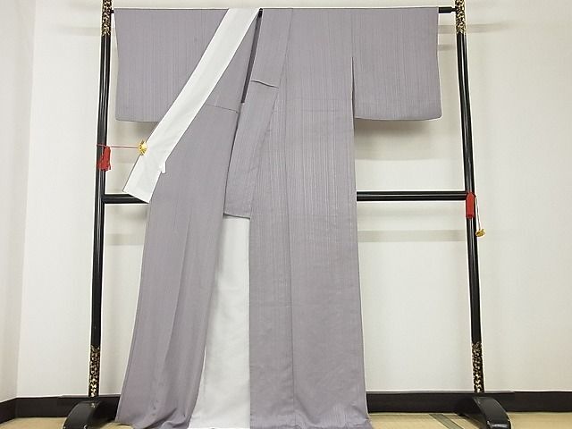 平和屋-こころ店■上質な色無地 単衣 灰色 洗える着物 AAAD3100Ackの画像3