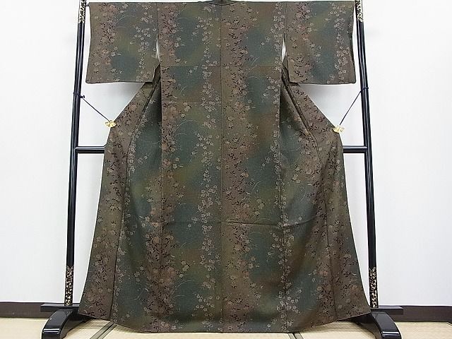 平和屋2■上質な小紋　花間道　暈し染め　金彩　逸品　DAAC6136fe_画像2