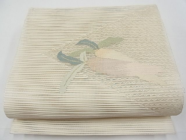 平和屋1■夏物　八寸名古屋帯　絽綴れ　成り物　金糸　逸品　CAAB4112tx_画像1