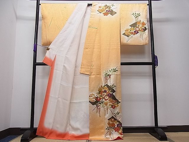 平和屋1■訪問着　駒刺繍　吉祥草花丸文　暈し染め　金彩　逸品　CAAB5406ua_画像3