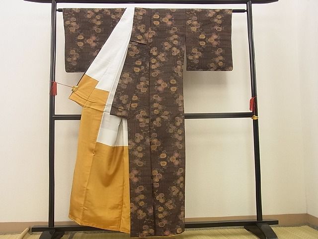 平和屋野田店■上質な紬　吉祥花文　逸品　BAAD2322xi_画像3