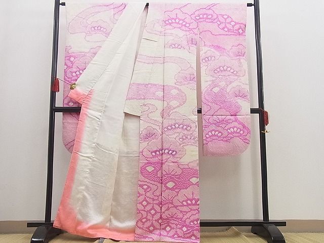 平和屋野田店■豪華振袖　総絞り　吉祥浜松文　暈し染め　逸品　BAAD4951hj_画像2