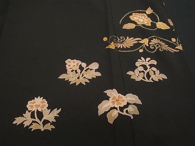  flat peace shop 1# gorgeous kurotomesode author thing piece embroidery phoenix flower Tang . writing gold paint excellent article CAAC4172vf