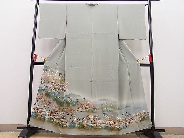 平和屋野田店■豪華色留袖　大名行列　暈し染め　金彩　逸品　BAAD1105yc_画像1