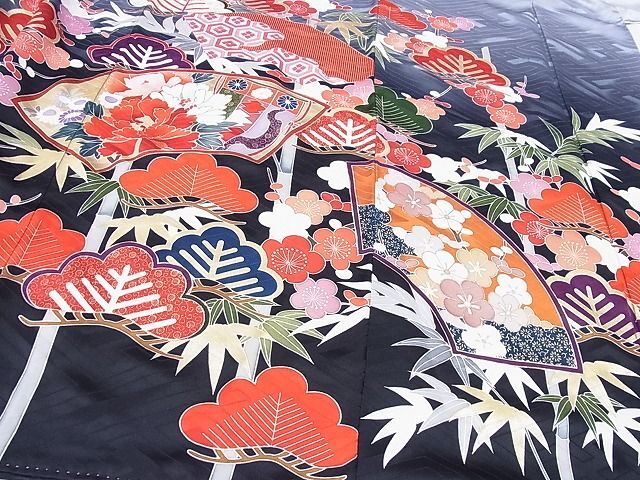  flat peace shop 1# gorgeous long-sleeved kimono piece embroidery ground paper . place car pine bamboo plum flower writing .. dyeing gold paint excellent article CAAB3938hy