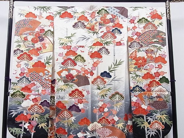  flat peace shop 1# gorgeous long-sleeved kimono piece embroidery ground paper . place car pine bamboo plum flower writing .. dyeing gold paint excellent article CAAB3938hy