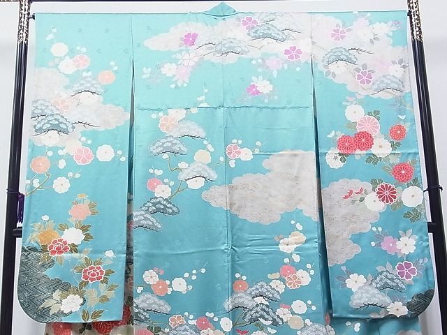 平和屋1■豪華振袖　駒刺繍　流水鴛鴦花文　金彩　逸品　CAAB3789hy_画像2