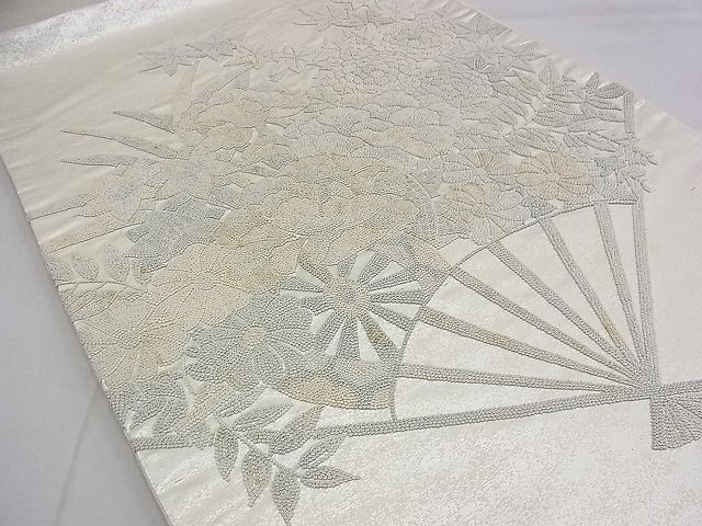 平和屋野田店◎太鼓柄袋帯　総相良刺繍　扇面花車文　逸品　BAAD5568du_画像2