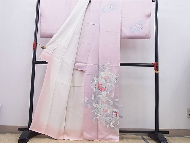 平和屋野田店■訪問着　友禅　地紙吉祥花唐草文　暈し染め　逸品　BAAD3563gh_画像2