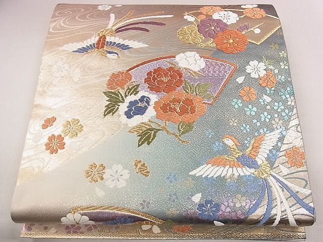 平和屋1◎六通柄袋帯　唐織　地紙鳳凰花文　金糸　逸品　CAAB4706eg_画像1