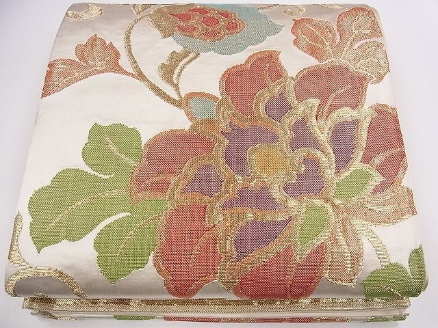 平和屋1◎六通柄袋帯　更紗花唐草文　金糸　逸品　CAAB4345eg_画像1