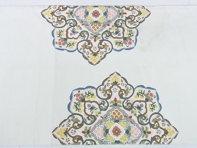 平和屋2■中国三大刺繍　相良刺繍　総刺繍　太鼓柄袋帯　正倉院花唐草文　逸品　DAAD2137az_画像7