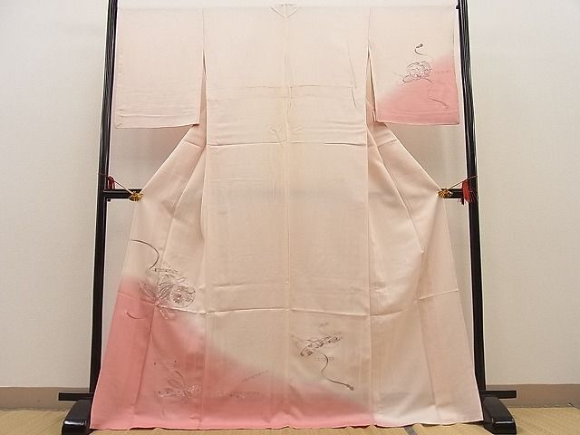 平和屋野田店■訪問着　単衣　刺繍　横笛鼓吉祥花文　暈し染め　金彩　逸品　BAAD3318fw_画像1