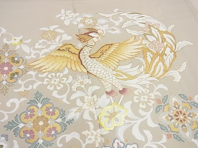 平和屋野田店■豪華色留袖　作家物　駒刺繍　鳳凰花唐草文　金彩　逸品　BAAD4981hj_画像5