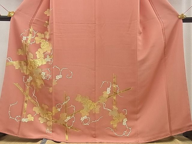 平和屋野田店■訪問着　駒刺繍　蔦の葉文　金彩　逸品　未使用　BAAD4987hj_画像3