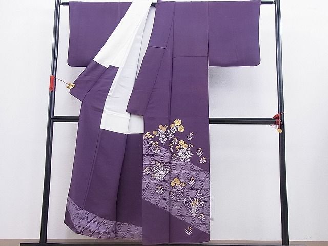 平和屋野田店■豪華色留袖　作家物　竹垣草花文　金糸　逸品　BAAD1587gh_画像2