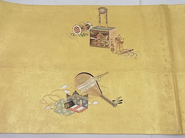 平和屋野田店◎六通太鼓柄袋帯　唐織　源氏物語　本金箔　逸品　BAAD6160ea_画像4