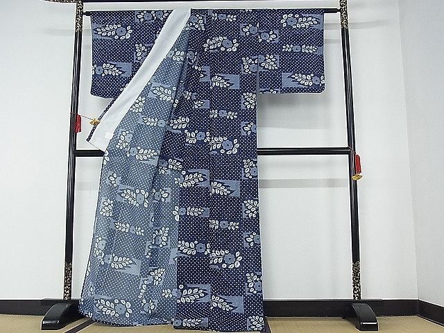 平和屋-こころ店■夏物　小紋　絽　草花文　洗える着物　未使用　AAAE9211Acs_画像2