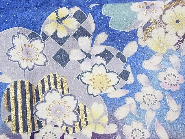  flat peace shop - here . shop # gorgeous long-sleeved kimono piece embroidery Mai Sakura writing .. dyeing gold paint silver through . ground bell . shop treatment silk excellent article AAAD4514Ata