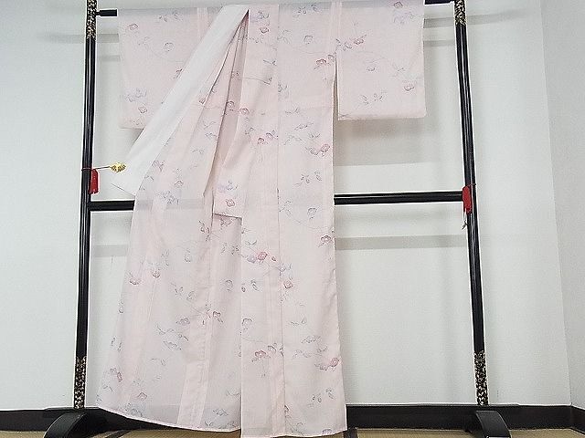 平和屋-こころ店■夏物　小紋　絽　枝花文　洗える着物　AAAE9227Acs_画像2