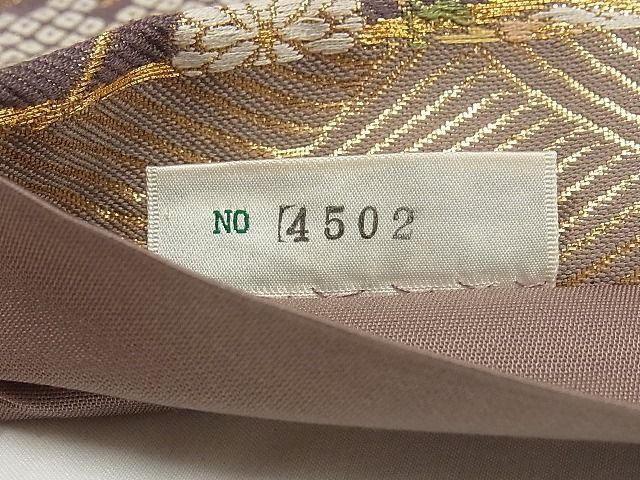 平和屋-こころ店■六通柄袋帯　道長扇面飛鶴花文　金糸　やまと誂製　正絹　逸品　AAAE8392Apf_画像6