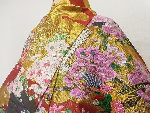  flat peace shop - here . shop # finest quality colorful wedding kimono Tang woven flowers and birds writing gold silver thread silk excellent article AAAE6251Abr