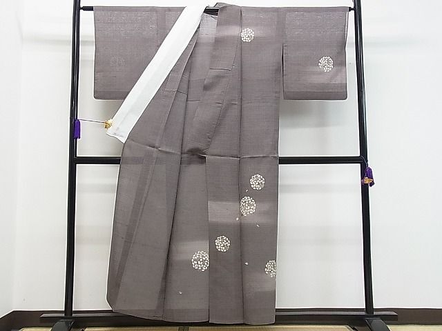 平和屋1■夏物　訪問着　紗紬　刺繍　萩吉祥丸文　金彩　逸品　CAAB3540gh_画像2