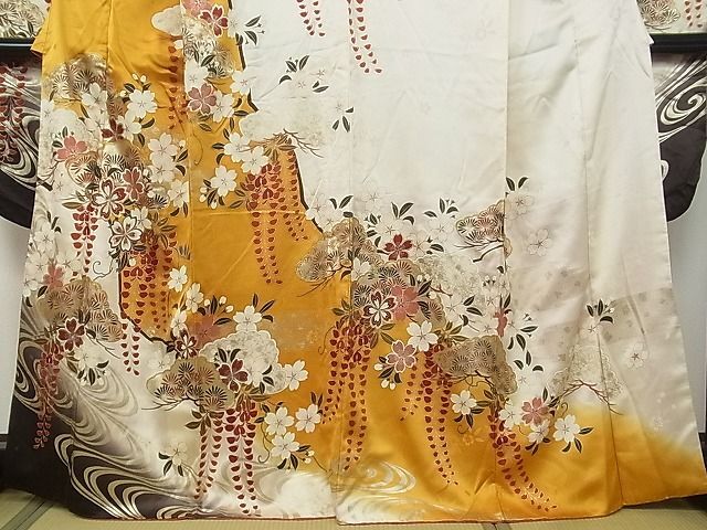 平和屋1■豪華振袖　駒刺繍　松花文　金銀彩　逸品　CAAC1183vf_画像3