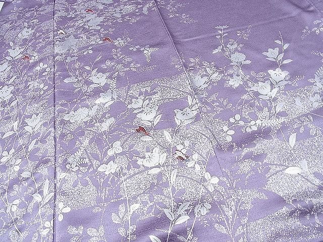 平和屋1■訪問着　刺繍　草花舞蝶文　銀彩　逸品　CAAB3981hy_画像4