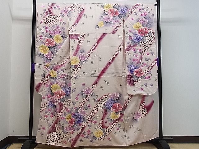 平和屋1■豪華振袖　刺繍　流水花文　暈し染め　銀彩　逸品　CAAB3689gh_画像1