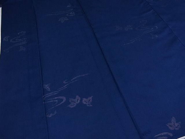 平和屋-こころ店■夏物　色無地　流水舞葉紋絽　濃藍色　正絹　逸品　AAAE5559Bph_画像3