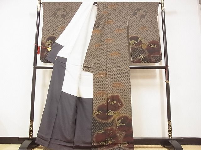 平和屋-こころ店■訪問着　松竹梅　檜垣文　ますいわ屋扱い　正絹　逸品　AAAD4560Ata_画像2