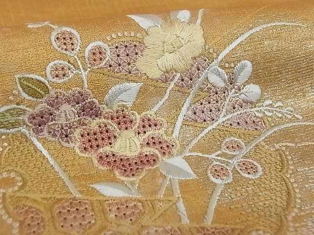 平和屋-こころ店■訪問着　中国三大刺繍　汕頭刺繍　スワトウ刺繍　雪輪重ね花文　暈し染め　正絹　逸品　AAAE2668Bwt_画像5