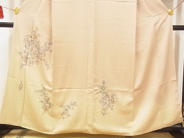 平和屋-こころ店■訪問着　総刺繍　地紙貝桶花文　暈し染め　正絹　逸品　AAAD4533Ata_画像3