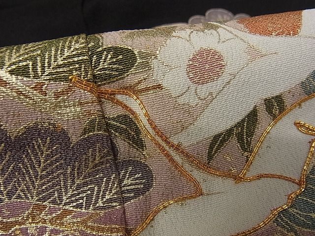 平和屋-こころ店■豪華黒留袖　駒刺繍　流水飛鶴草花文　暈し染め　金彩　正絹　逸品　AAAE6509Bnp_画像7