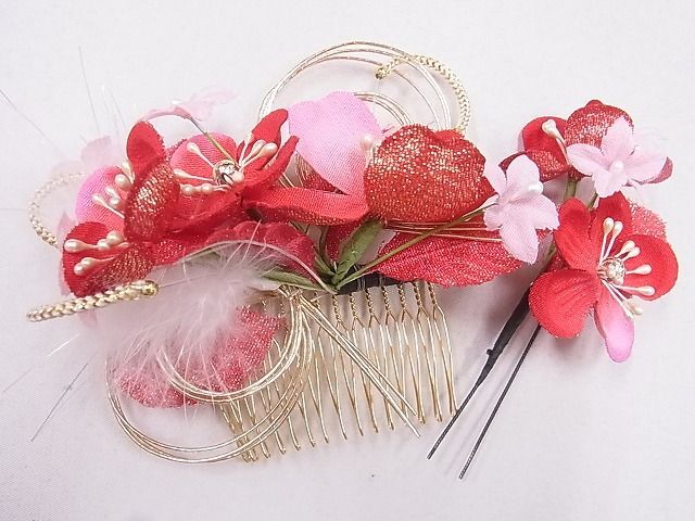  flat peace shop 2# kimono small articles hair ornament together 9 point flower corsage comb U pin wistaria down Ribon excellent article DAAC8242zzz