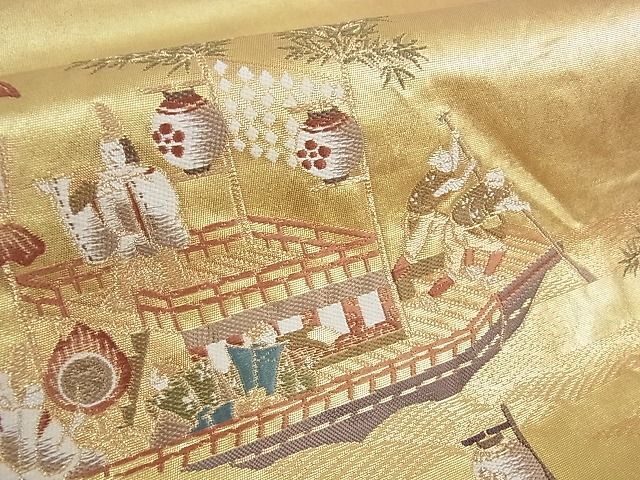 平和屋2■西陣　全通柄袋帯　日本三大祭　天神祭　金箔全通織　本金全通織　逸品　DAAC1734wb_画像5