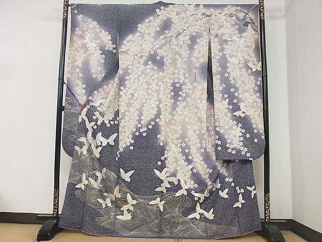 平和屋2■豪華振袖　舞蝶桜文　金銀彩　逸品　DAAA1973du_画像1