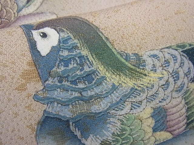 平和屋川間店■豪華色留袖　作家物　手描き　刺繍　寿光織　花鳥文　暈し染め　金糸　逸品　n-sg0815_画像6