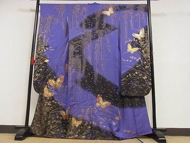  flat peace shop - here . shop # gorgeous long-sleeved kimono piece embroidery flower butterfly writing .. dyeing gold paint gold through . ground silk excellent article AAAF3680Bnp