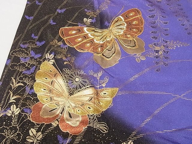  flat peace shop - here . shop # gorgeous long-sleeved kimono piece embroidery flower butterfly writing .. dyeing gold paint gold through . ground silk excellent article AAAF3680Bnp