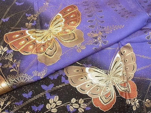  flat peace shop - here . shop # gorgeous long-sleeved kimono piece embroidery flower butterfly writing .. dyeing gold paint gold through . ground silk excellent article AAAF3680Bnp