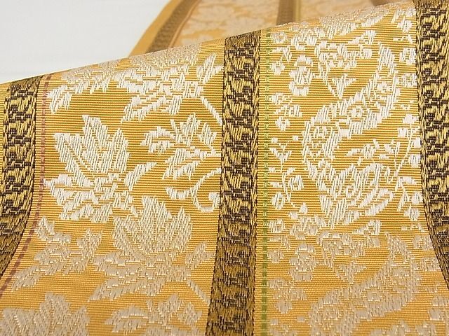  flat peace shop - here . shop # genuine . front Hakata woven both sides hanhaba obi . flower interval road Inoue silk woven ( stock ) proof paper attaching silk excellent article AAAE8439Apf
